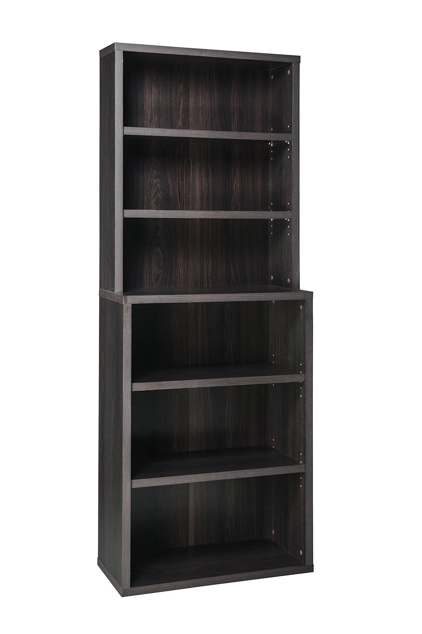 ClosetMaid Bookcase with 6 Shelves, Adjustable Shelves, Tall Bookcase Hall, Sturdy Wood with Closed Back Panel, Black Walnut Finish