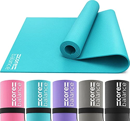 Core Balance Yoga Mat, Thick Foam 6mm, Non Slip, Exercise Fitness Gym, Compact Lightweight With Carry Strap