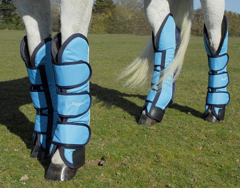 Rhinegold Elite Full Length Travel Boots-Full-Turquoise/Navy