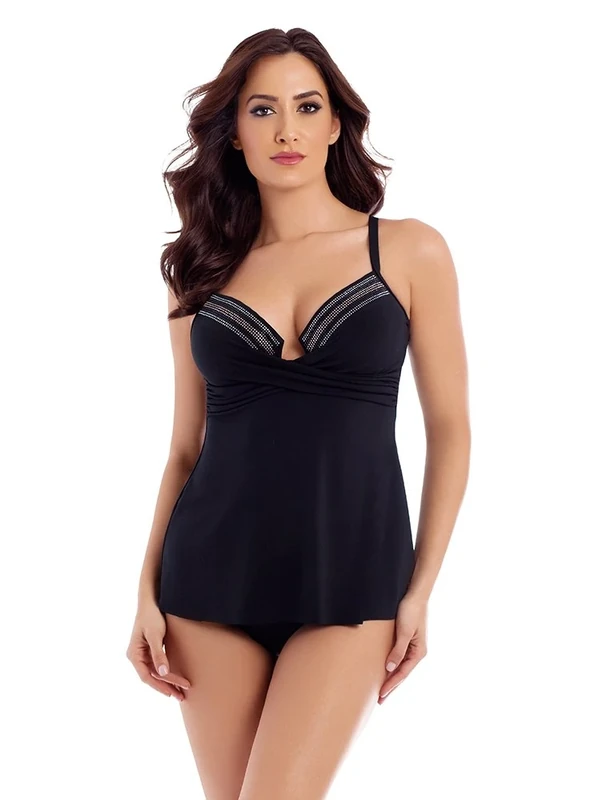 Miraclesuit Sparkle Plenty Aprile Underwire Tankini Swim Top (6511821) 10/Black