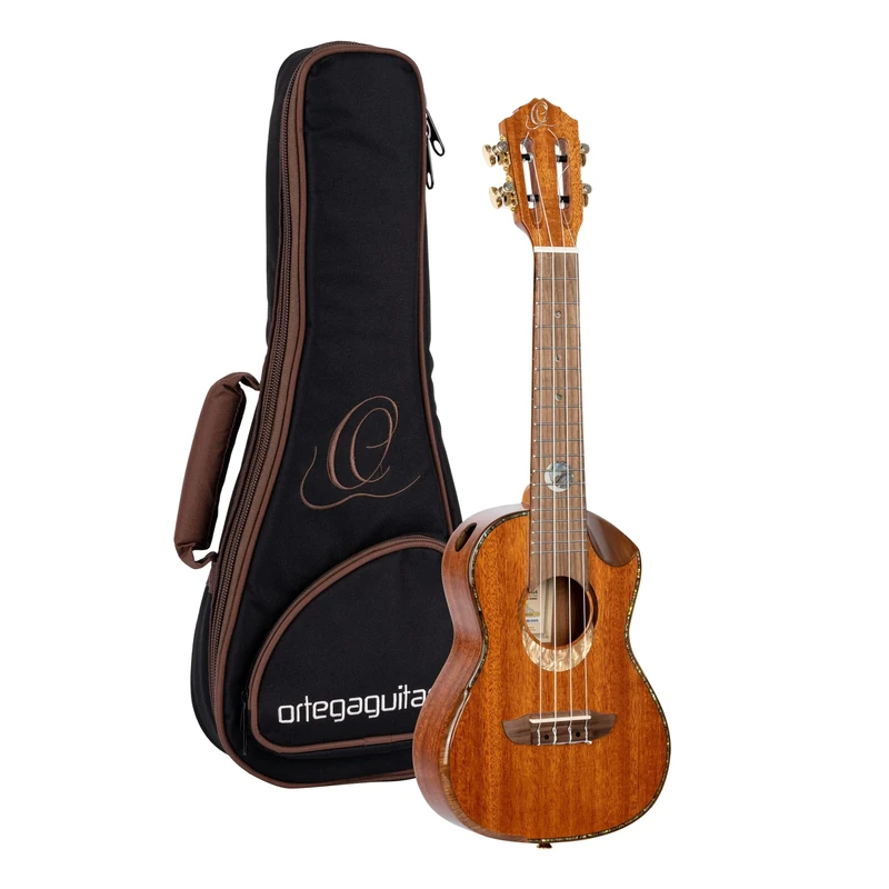 Ortega Guitars Concert Ukulele Acoustic – 2 Soundholes – Custom Built Series – Including Gigbag – Mahogany, Natural (ECLIPSE-CC4)