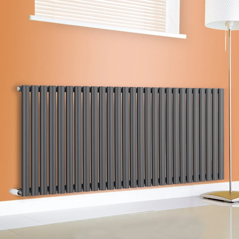 NRG 600x1593 Horizontal Oval Column Single Panel Designer Radiator Premium Bathroom Central Heating Anthracite