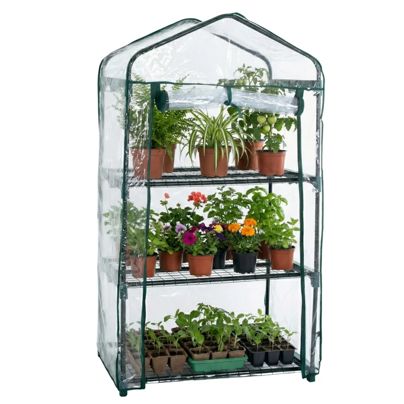 3 Tier Mini Greenhouse - Portable Greenhouse with Rust-Resistant Frame and PVC Cover for Indoor/Outdoor - 27.5x19x50-Inch Green House by Pure Garden