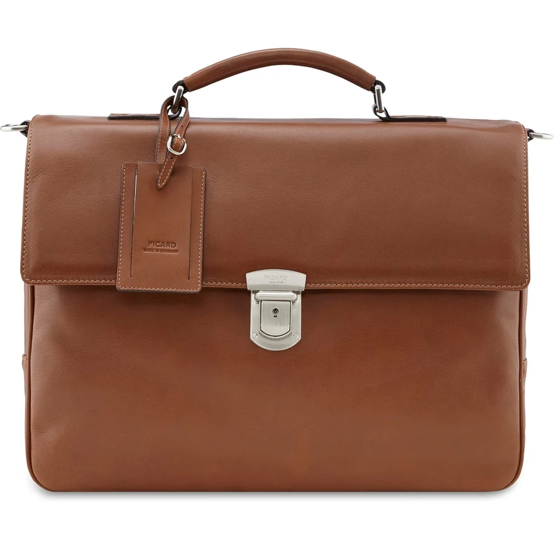 Picard, Authentic Men's Briefcase Cognac Brown Smooth and Strong Leather with Handle 426693B210