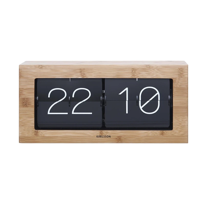 Karlsson KA5642WD Table Wall Clock XL Flip Clock Wood 17.5 x 37 x 9 cm Bamboo Wood