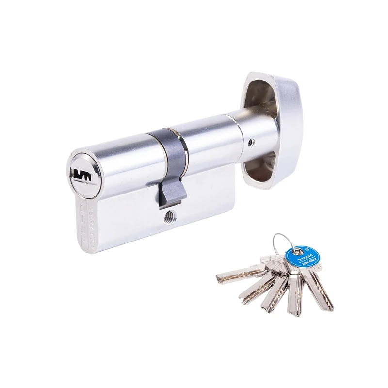 Tesa Assa Abloy T65B5050N Standard Safety Cylinder T60 Nickel Plated 50 x 50mm Key - Long Cam Button