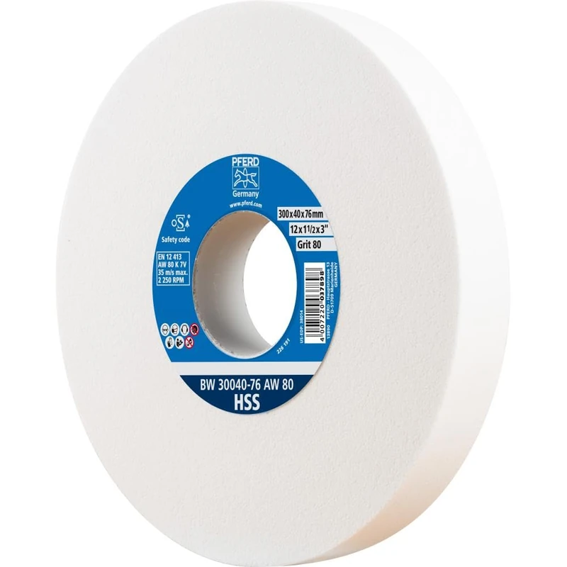 PFERD Sanding Block disc, 300 x 40 x 76 mm, Design HSS, Grain Size 80, White Corundum, 39009706 – Sanding disc with Long Service Life for Working high-Alloy steels