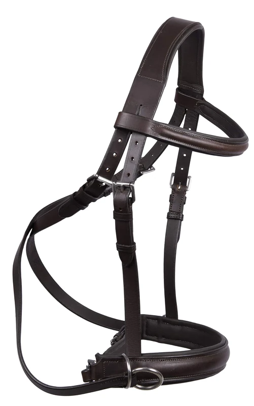 Wonder Care Genuine English Leather Crossover | Crossunder Bitless Horse Bridle Headstall with Reins