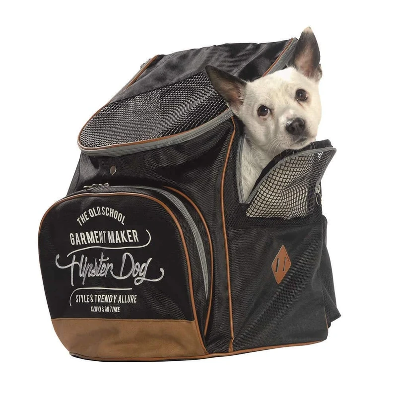 Bobby Pack - Cat and Small Dog Carrier 33x26x44 CM - Dog Carrier Bag with Shoulder Strap, Backpack for Pets, Black