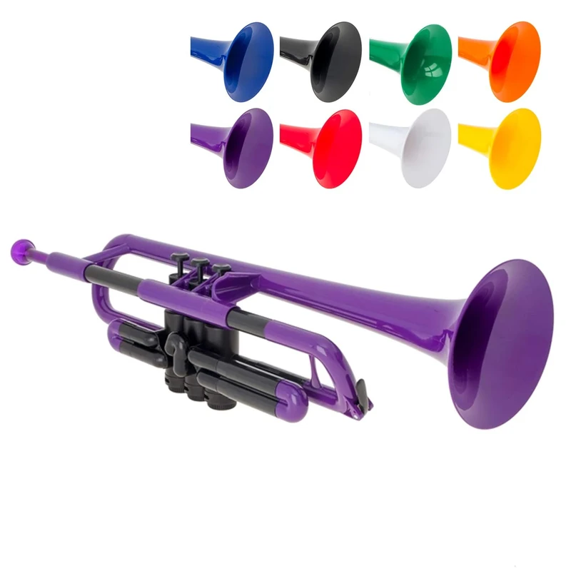 pTrumpet Plastic Trumpet with 3C and 5C Mouthpiece and Carry Bag - Bb Student - Purple
