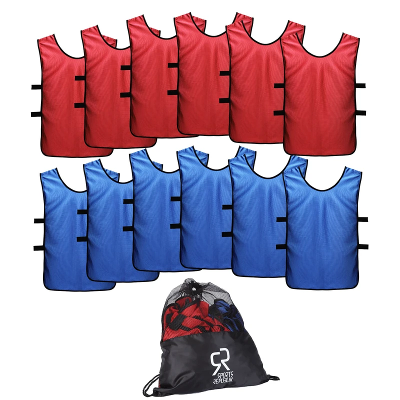 SportsRepublik Football Bibs for Juniors and Adults (12-Pack) | Perfect for Netball, Rugby or Football Training | Last Longer and Look Cooler | Training Bibs for Boys and Girls …