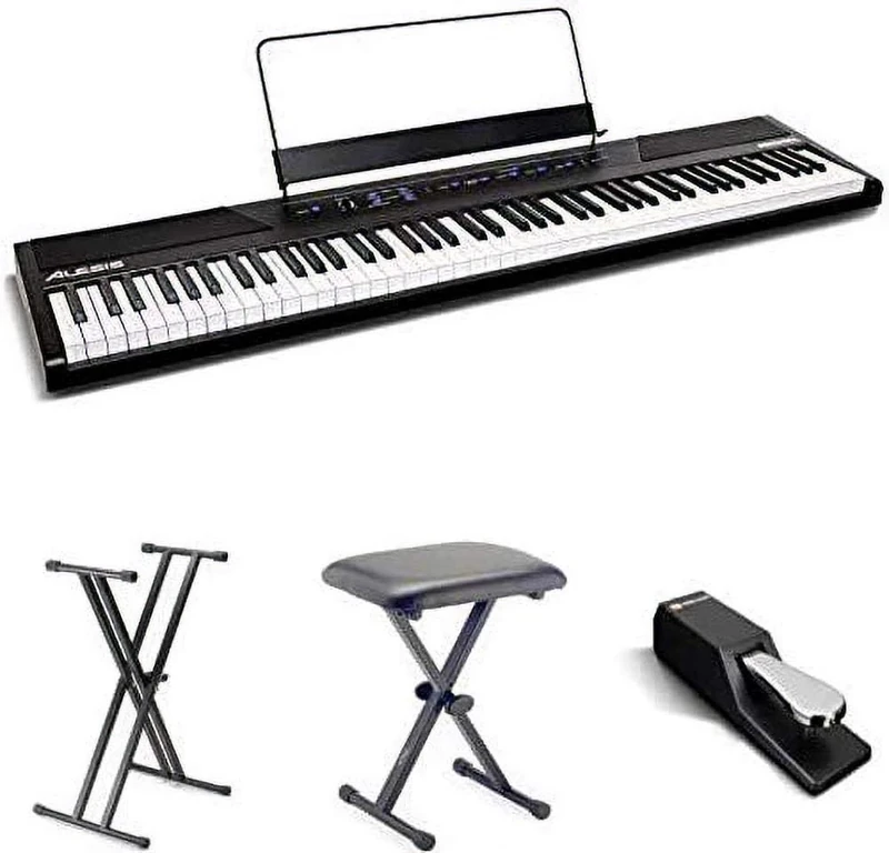 Alesis Recital Bundle | 88-Key Beginner Digital Piano with Full-Size Semi-Weighted Keys, Stand, Bench & Sustain Pedal