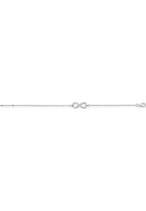 THOMAS SABO Women's Silver Zirconia Adjustable Bracelet of Length 16.5-19.5cm SCA150000