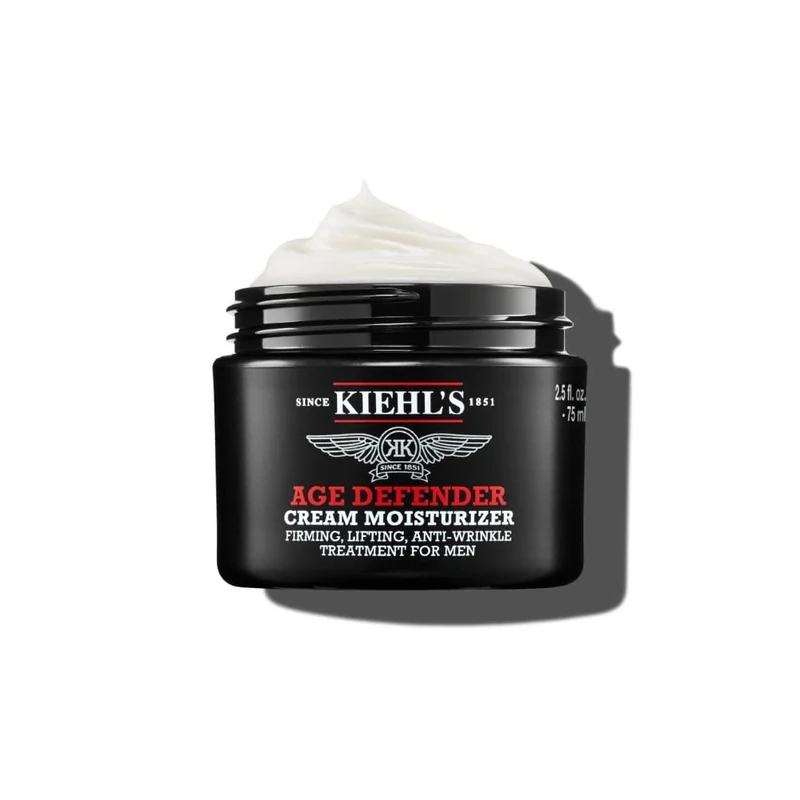 Kiehl's Age Defender Cream Moisturiser: Firming Moisturiser for Men with Linseed Extract, Reduces the Appearance of Wrinkles, 75Ml