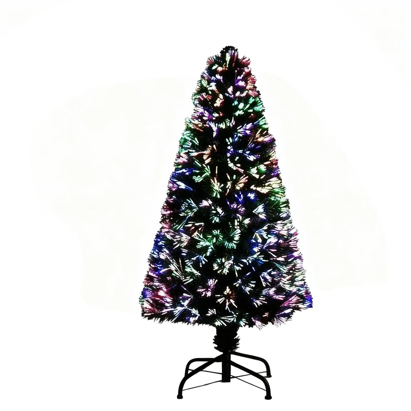 5Ft/150cm Fibre Optic Christmas Tree with Multicolour Changing LED Lights Decorations - Pre-Lit Green Artificial Xmas Tree Colourful Lights