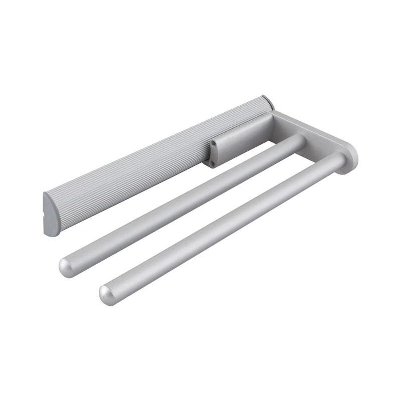 OBF Grimme Eris 03 0422 47 Natural Anodised Tea Towel Holder (Towel Holder) Extendible 2-Arm for the Kitchen, ET 465 mm Aluminium, Length 443 mm