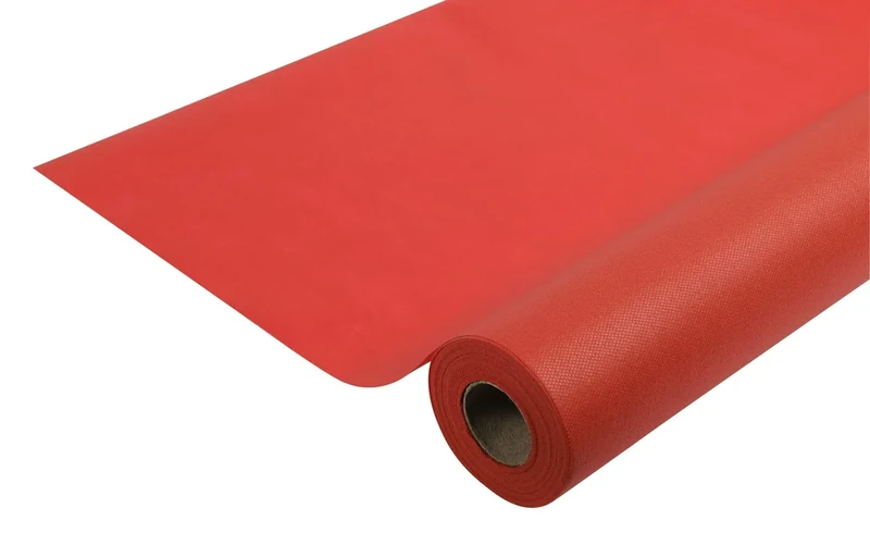 Disposable spun bound non-woven tablecloth - Roll 50 M long X 1.20 M wide - Ripstop, water-repellent and wipe able fabric - red