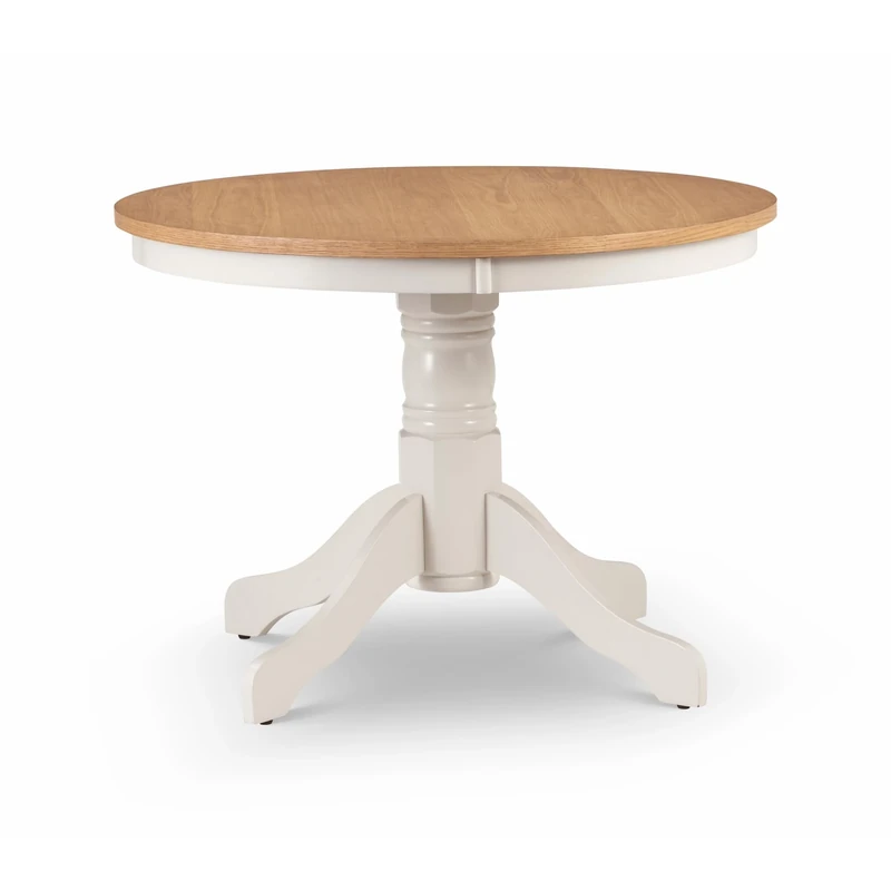 Julian Bowen Davenport Round Pedestal Table, Ivory/Light Oak