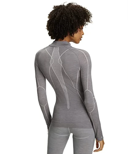 FALKE Women's Wool Tech. Base Layer Top, Thermal, Grey (Grey-Heather 3757), XS (1 Piece)
