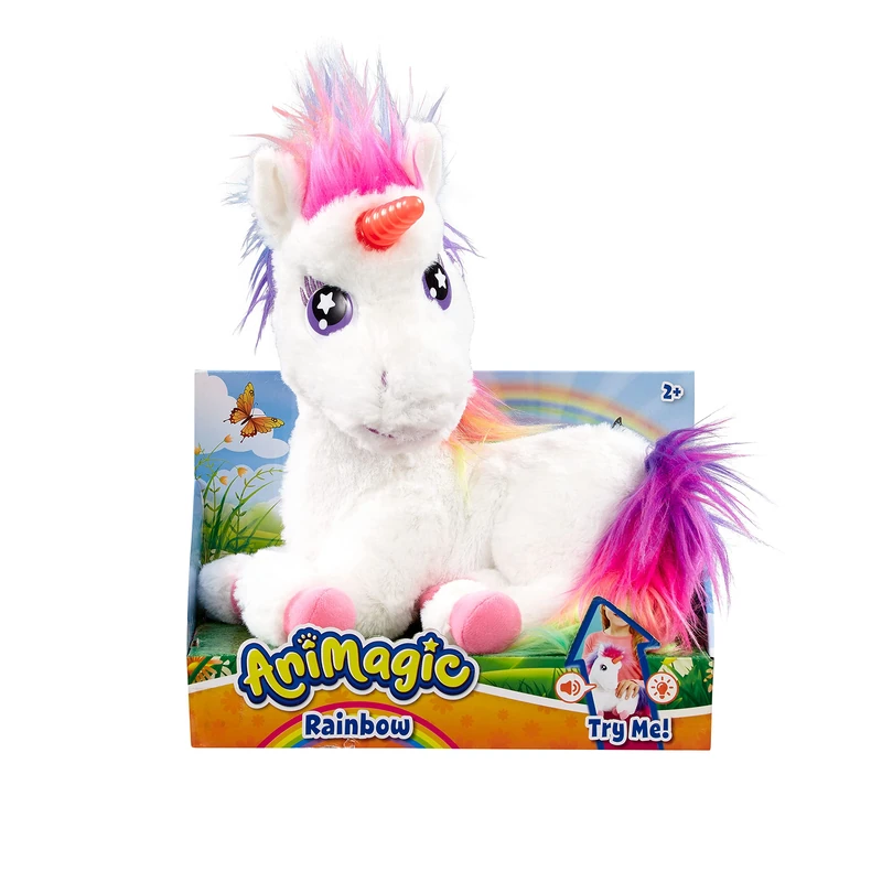 Animagic Rainbow The Glowing Unicorn - Interactive Plush Toy