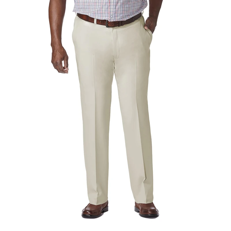 Haggar Men's Cool 18 Pro Classic Fit Flat Front Casual Stretch Performance Golf Pant, String, 40W x 31L