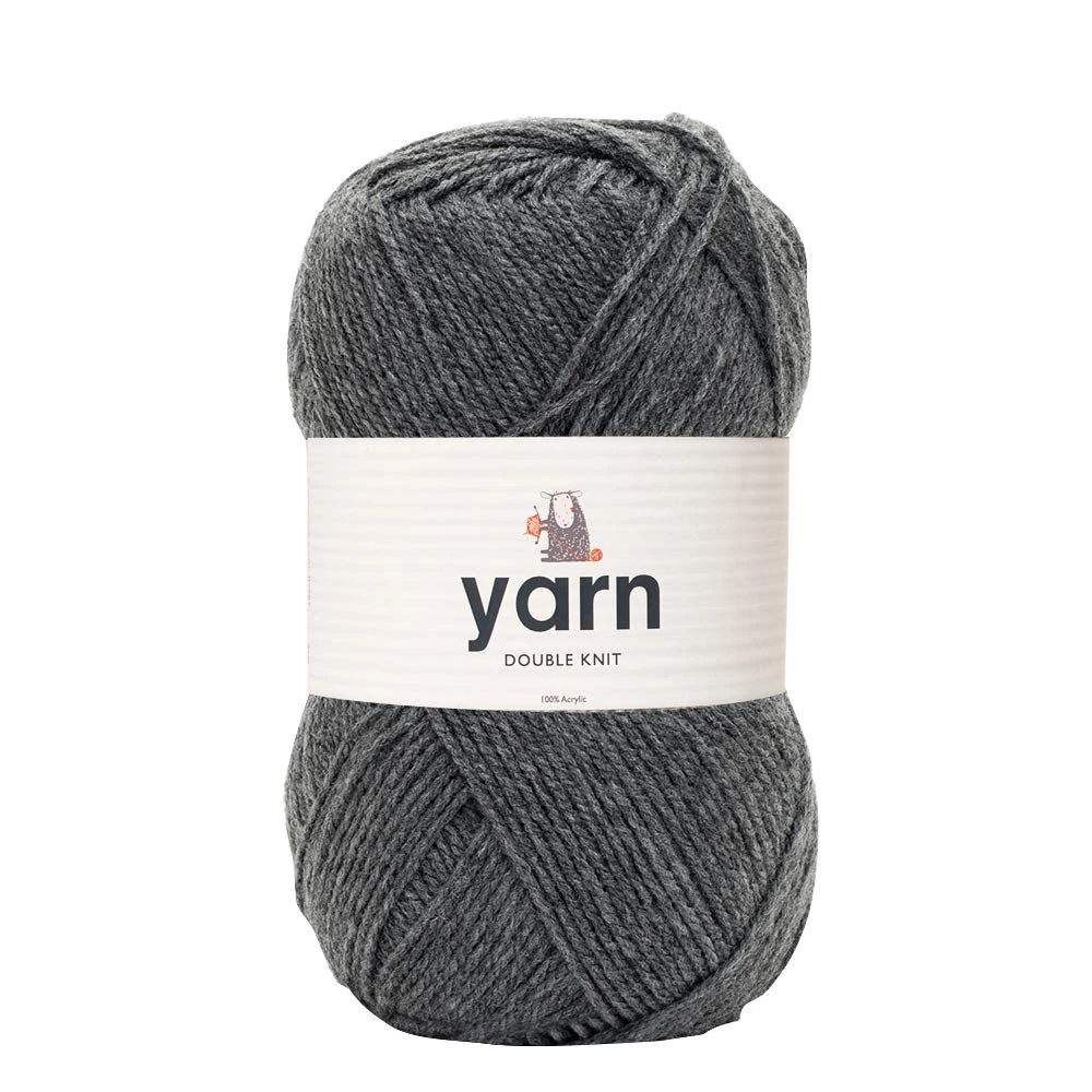 KORBOND DK Grey Yarn - 100g Acrylic Wool - Lightweight, Hypoallergenic & Durable Double Knit Crochet Yarn Knitting Wool (290m Total)