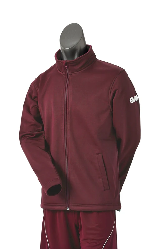 GM | Mens Cricket Performance Training Leisure Jacket | 100 Percent Polyester Jersey Anti-Pill Fleece | Full-Length Zip Toggle Pull Waist | GM Logo | Maroon | Small Juniors - 22-24" Chest