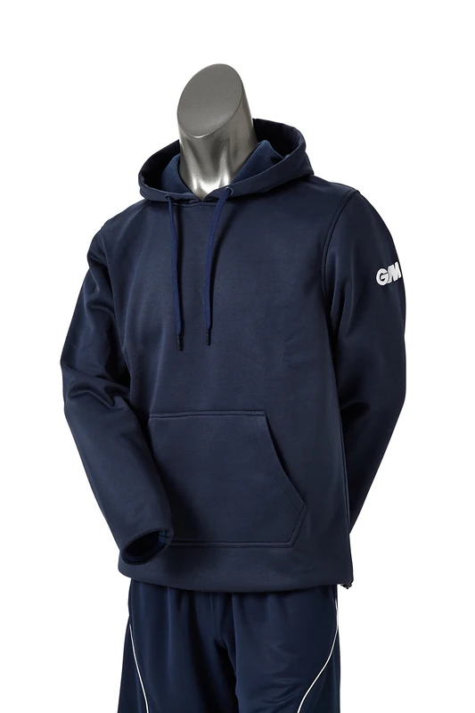 Gunn & Moore GM | Mens Cricket Performance Training Hoodie Hoody | 100 Percent Polyester Jersey Anti-Pill Fleece | Drawstring Hood & Hand-Warming Pouch | GM Logo | Blue | Small Juniors - 22-24" Chest