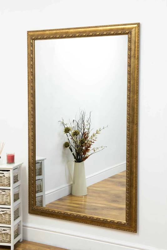 Large Gold Decorative Ornate Dress Cheval Mirror 5Ft7 X 3Ft7 170cm X 109cm