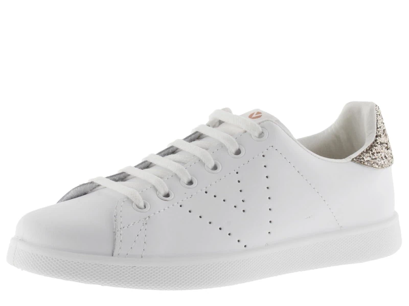 victoria Tenis Leather Low-Top Trainers & Glitter Back & Perforated Logo 1125104 for Women ROSA 41
