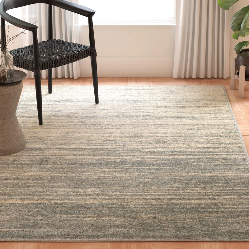 Safavieh Modern Ombre Rug for Living Room, Dining Room, Bedroom - Adirondack Collection, Short Pile, in Slate and Cream, 91 X 152 cm