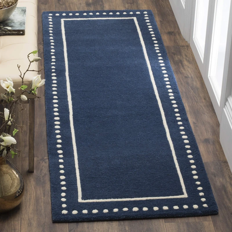 SAFAVIEH Traditional Rug for Living Room, Dining Room, Bedroom - Bella Collection, Short Pile, in Navy Blue and Ivory, 69 X 213 cm - Image 1