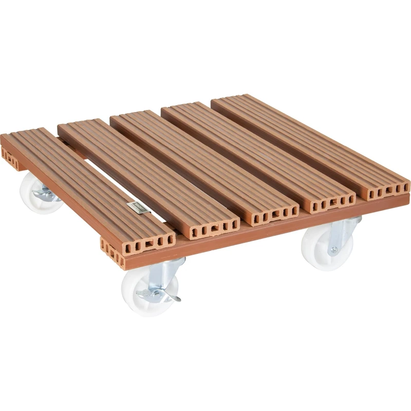 WAGNER Plant trolley WPC 38,5 x 38,5 x 11 cm I Flower trolley for indoor + outdoor use I Container trolley made of FSC® wood plastic composite, terracotta I Load capacity 120 kg - 20055001 - Image 1