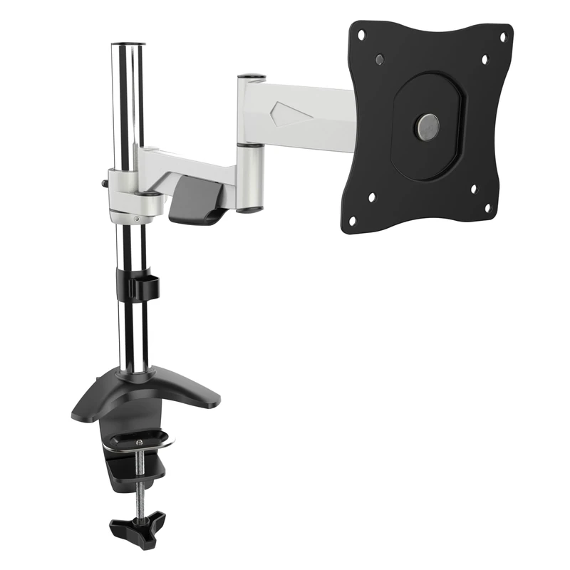 RICOO Monitor Stand Tilt TS5211 Swivel 13-30 Inch VESA 75x75 100x100 Adjustable Arm Mounting System LED LCD Screen Desk Mount Silver