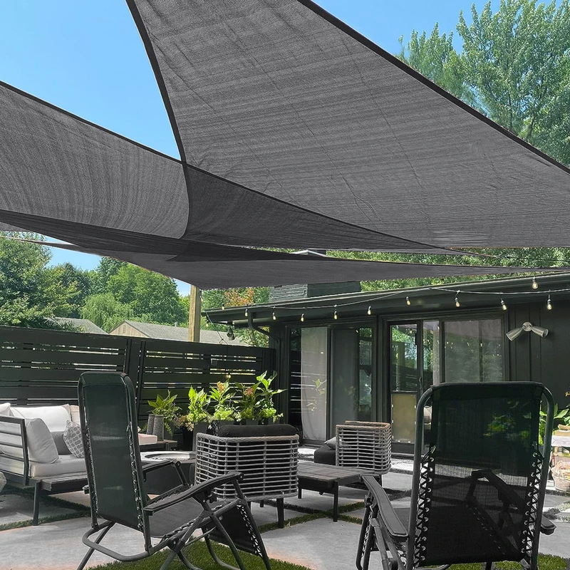 LOVE STORY 16'5'' x 16'5'' x 16'5'' Triangle Dark Grey Sun Shade Sail Canopy UV Block Awning for Outdoor Patio Garden Backyard