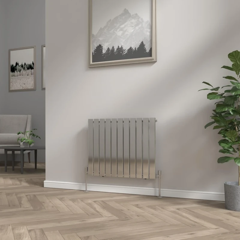 NRG 600x748mm Horizontal Flat Panel Designer Bathroom Central Heating Radiator Chrome Single Column - Perfect for Bathroom, Bedroom, Kitchen, Hallway, Living Room