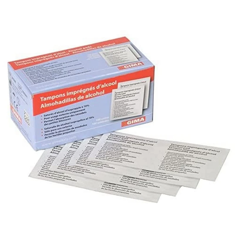 Gima - Alcolmed 70% Isopropyl Alcohol Swabs - 100 Boxes of 100 Swabs in Individual Bags - Image 1