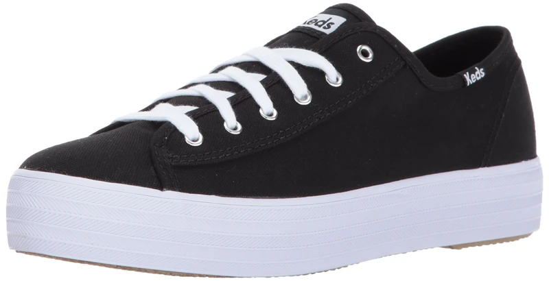 Keds Women's Triple Kick Canvas Sneaker, Black, 5 UK