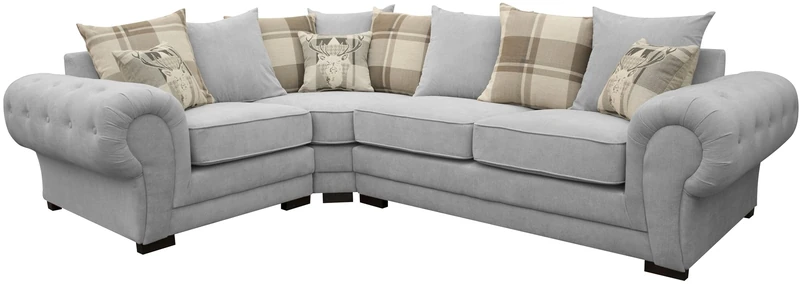 Corner Sofa Verona Fabric Left or Right Grey Brown Cream Designer Scatter Cushions Living Room Furniture (Left, Light Grey)
