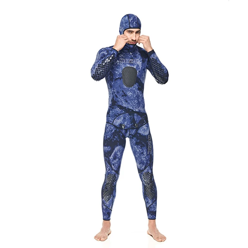 SEAC Makira Makaira 2 mm Camo Spearfishing Wetsuits for Man Two-Pieces Design Premium Yamamoto Neoprene with Super Stretch Armpit for Freediving, Multicolour (Camouflage), M