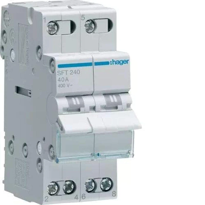 Hager - Modular Switch 2 Poles 40a Comun Above i-0-II