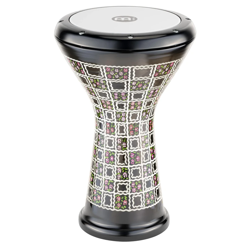 Meinl Percussion Aluminum Series Doumbek - Medium-Large Handdrum - Synthetic Head - Diameter 8.5 Inches - Hand Engraved - Aluminum, Multicoloured (HE-3039)