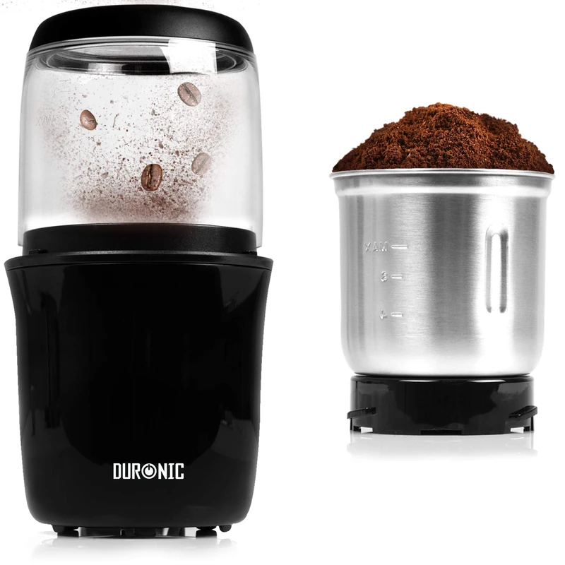 Duronic CG250 Electric Coffee Grinder, 250W, Stainless Steel Blades - Black