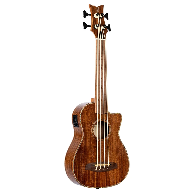 Ortega Guitars Travel Bass electro-acoustic - fretless - Lizard Series - Bass Ukulele - includes Gigbag - Acacia, Mahogany (CAIMAN-FL-GB)