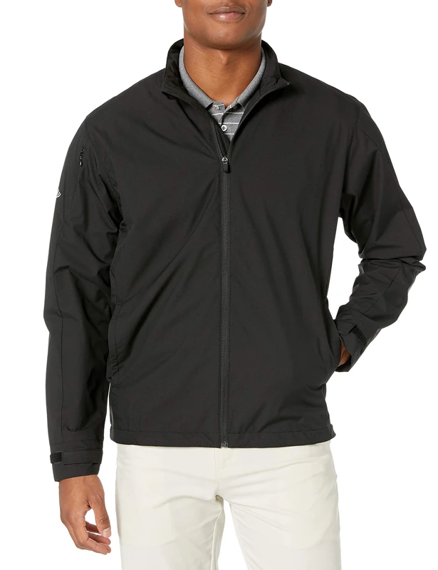 Callaway Men’s Long Sleeve Full-Zip Wind Jacket, Wind and Water Resistant Performance Apparel for Men, Extended Sizes, Black, 3XL