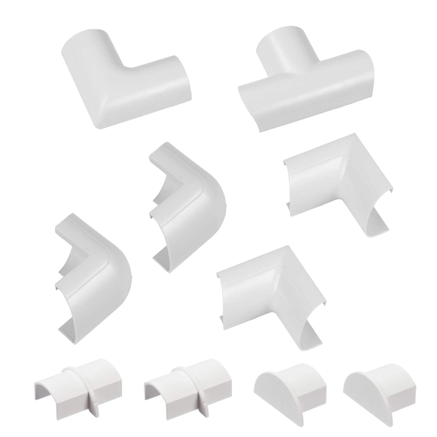 D-Line Mini Cable Trunking Clip-Over Accessory Multipack | Join Multiple Lengths of 30x15mm Mini Cable Cover | 10 Piece Electrical Trunking Accessory Multipack - White