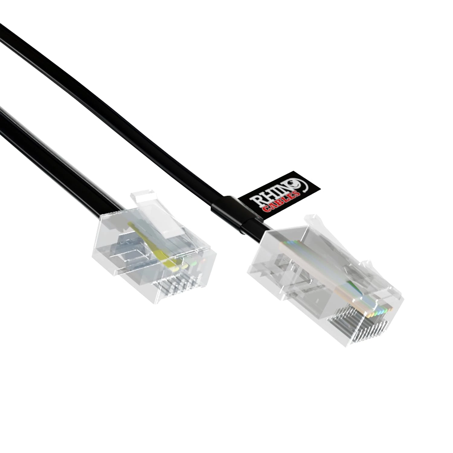 rhinocables RJ11 to RJ45 Cable - Ethernet Patch Network Lead | Reliable Router & Modem Connectivity | ADSL, VoIP, Fax & Phone Compatible | Multiple Lengths & Colours Available (3m,Black)