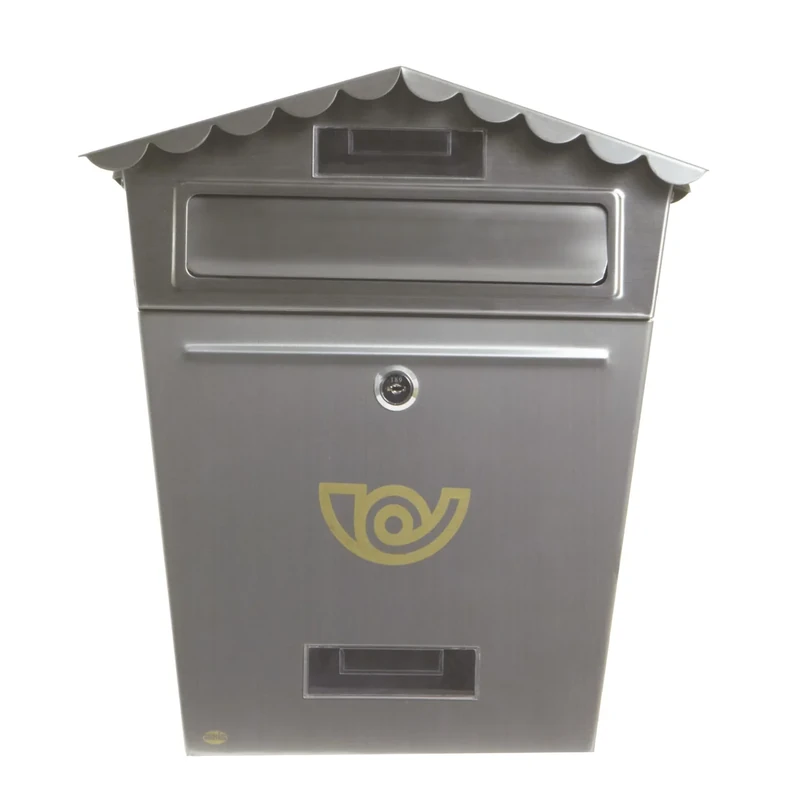 Amig - External Post Box | Letter Box for Wall, Wall or Fence | Dimensions: 37 x 32 x 10.5 cm | Steel | Colour Silver