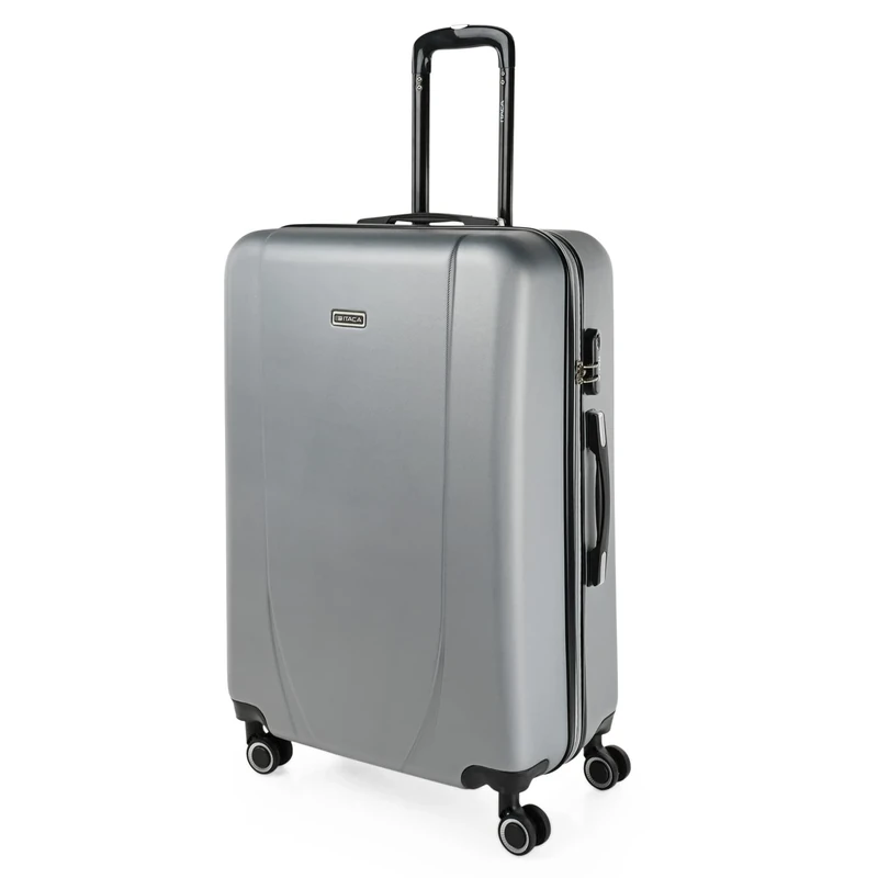 ITACA - Hard Shell Suitcase Set of 3-4 Double Wheel ABS Luggage Sets 3 Piece with TSA Combination Lock - Resistant and Lightweight Hard Suitcase Set in Small Cabin Size, Medium and Large, Silver