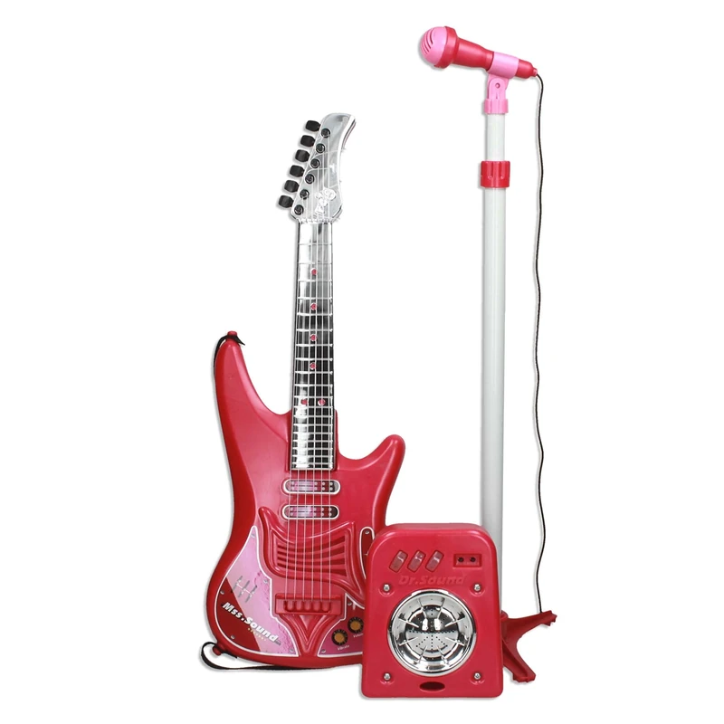 REIG 8431 Guitar And Microphone Set, Red